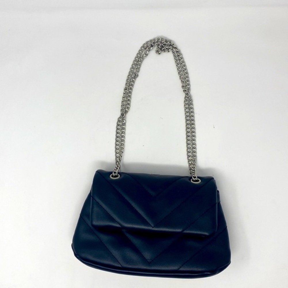 Bershka‎ quilted shoulder bag with chain in black